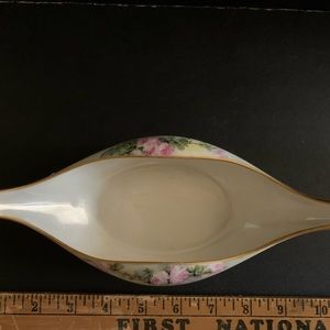 Vintage Tresseman Vogt (T&V) Limoges France Hand painted Floral Gold Dish